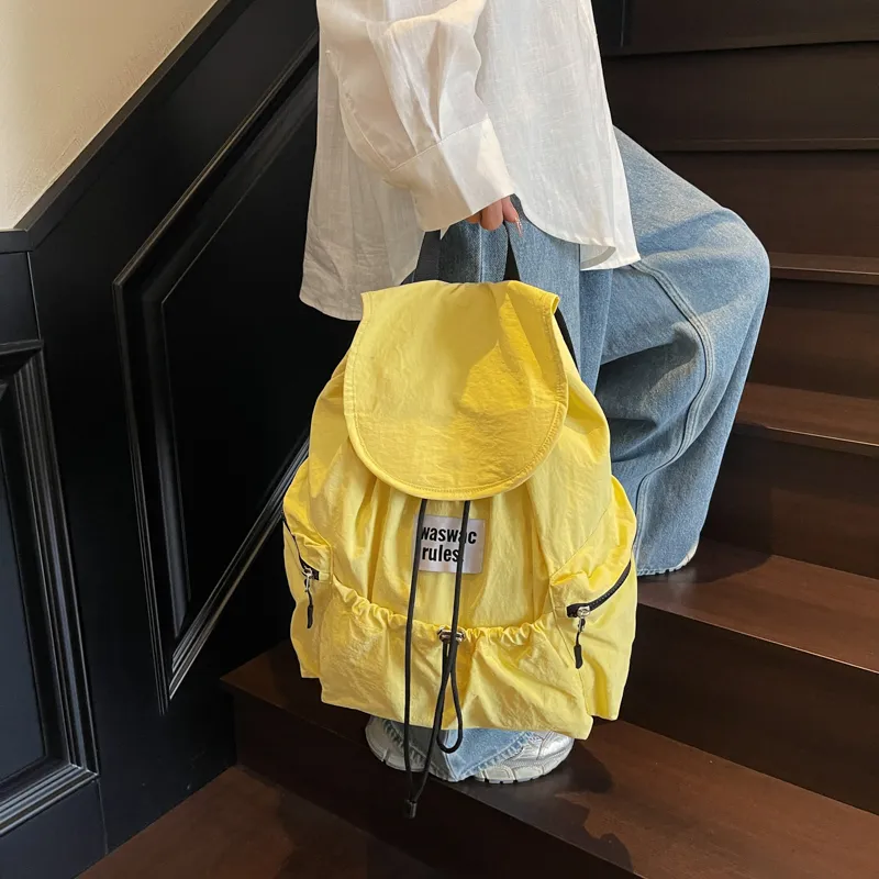 Iman's House Fabric Backpack Regular Women's Ecru/Yellow/Khaki/Green/Pink-7