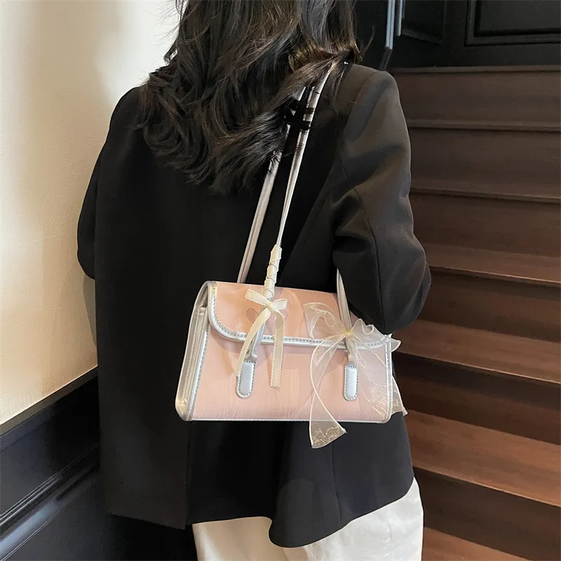 Iman's House PU Shoulder Bag Regular Women's Pink/Silver/Black-3