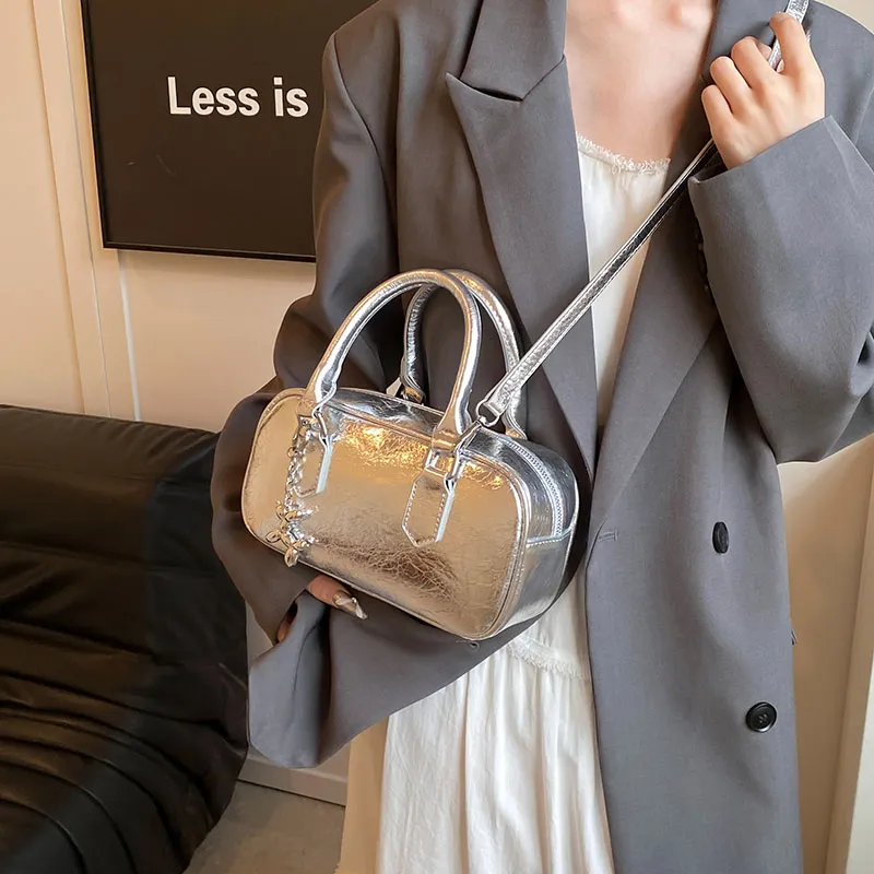 Iman's House PU Shoulder Bag Women's Silver/Gunmetal-4