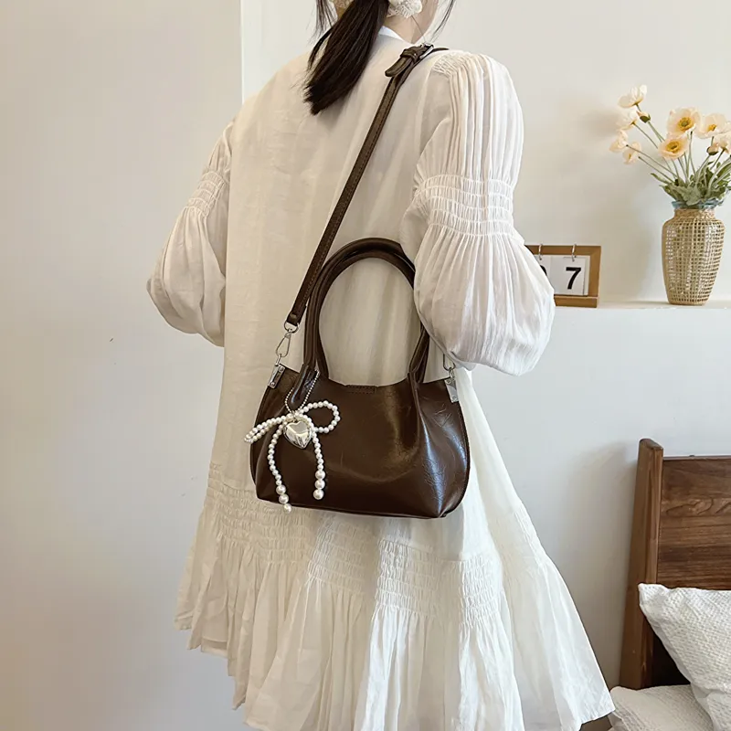 Iman's House PU Shoulder Bag Women's Silver/Ecru/Coffee/Black-12