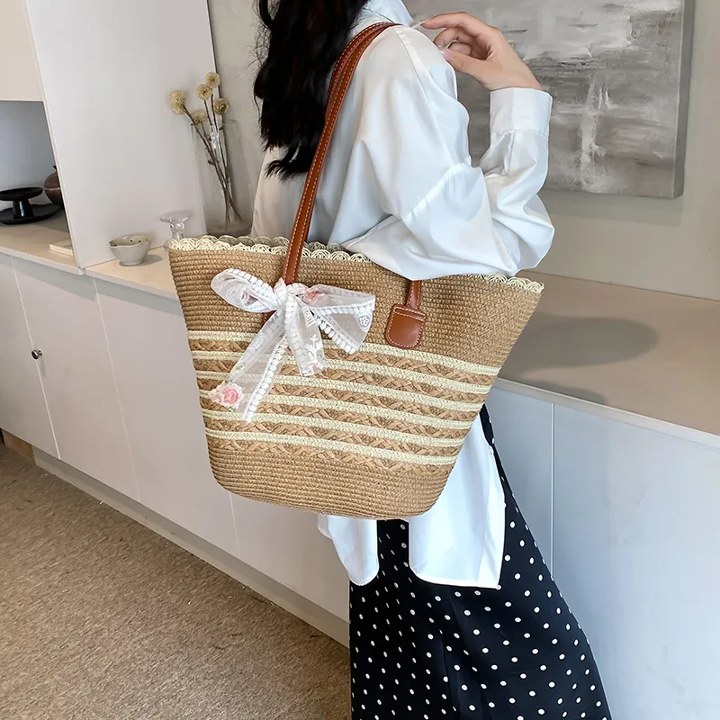 Iman's House Straw Woven Shoulder Bag Women's Wide Stripe Ecru/Lacy Khaki/Cut Out Ecru/Stripes Brown/Wide Stripe Khaki-21