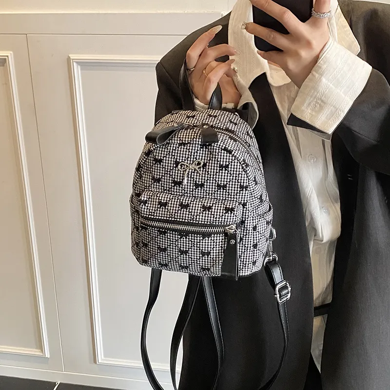 Iman's House PU Backpack Regular Women's White/Gray/Black-5