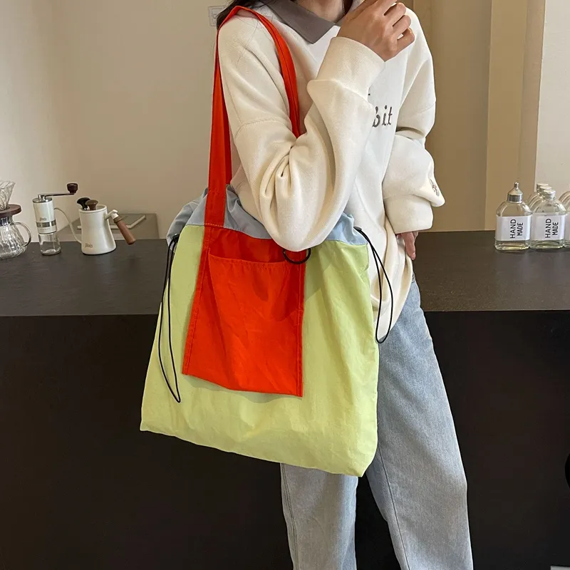 Iman's House Canvas Tote Bag, Shopping Bag, Shoulder Bag Women's Pink/Green/Khaki/White-5