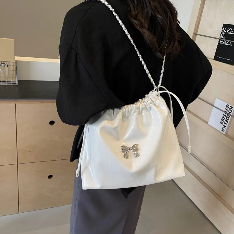 Iman's House PU Shoulder Bag Women's Silver/White/Black-7