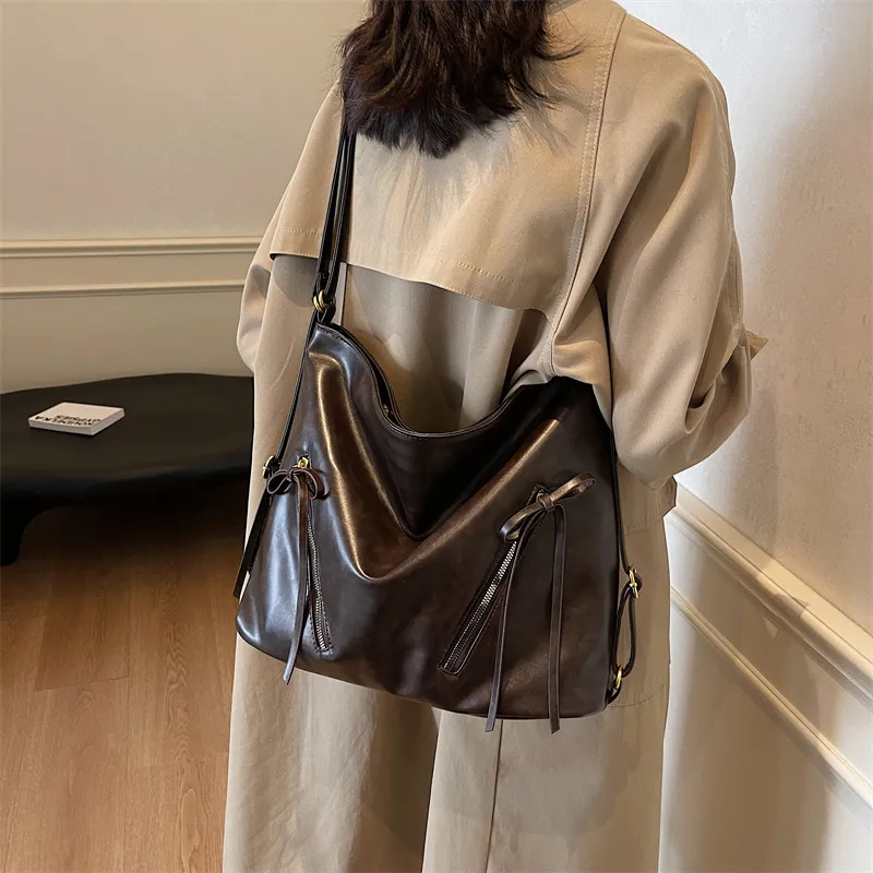 Iman's House PU Tote Bag, Shopping Bag, Crossbody Bag, Double Shoulder Bag, Shoulder Bag Women's Brown/Coffee/Black-14
