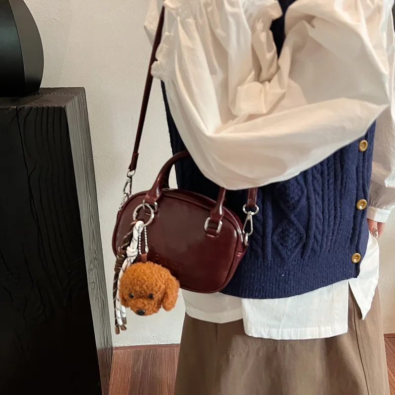 Iman's House PU Bowling Bag Handbag Women's Brown/Coffee/Burgundy/Black-10