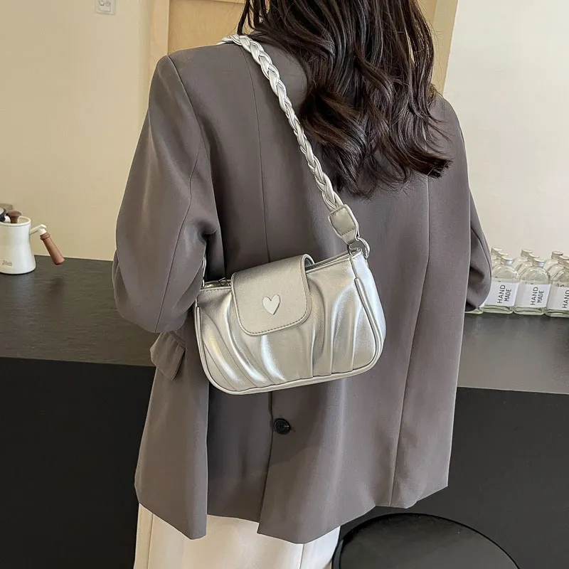 Iman's House PU Shoulder Bag Women's Silver/Ecru/Pink/Black-3