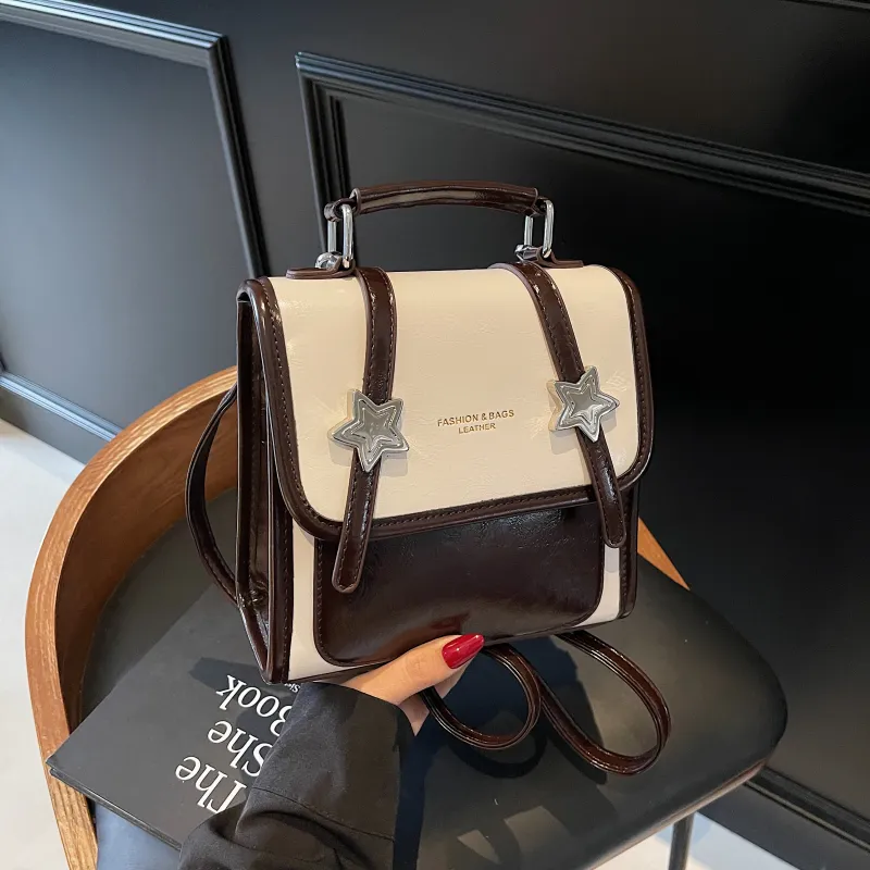 Iman's House Pu Backpack Regular Women's Black/White/Brown/Blue-5