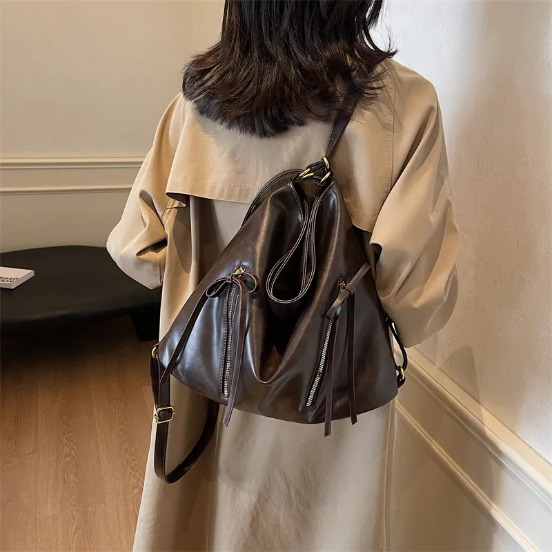 Iman's House PU Tote Bag, Shopping Bag, Crossbody Bag, Double Shoulder Bag, Shoulder Bag Women's Brown/Coffee/Black-6