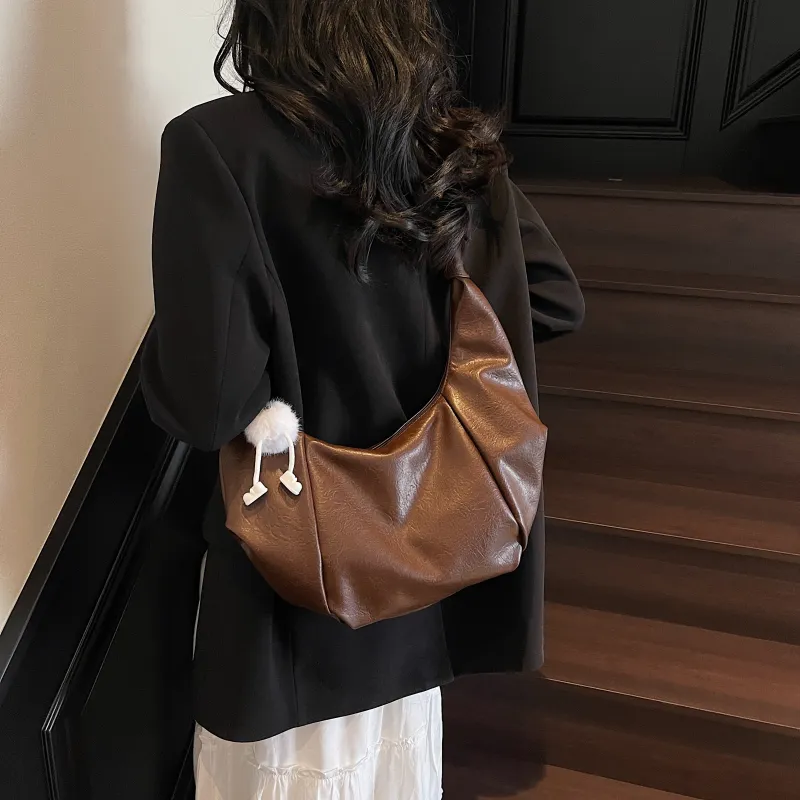 Iman's House PU Shoulder Bag Regular Women's Ecru/Brown/Coffee/Black-7
