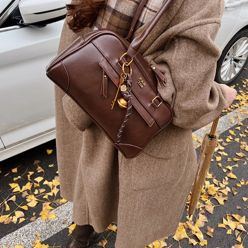 Iman's House PU Shoulder Bag Regular Women's Brown/Coffee/Burgundy/Black-5