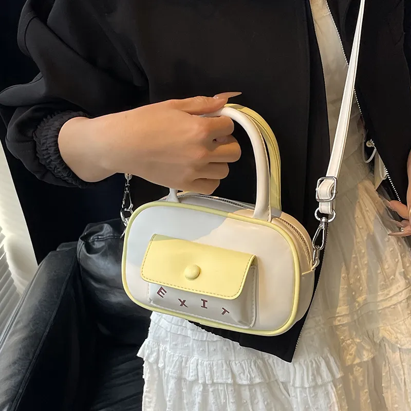 Iman's House PU One Shoulder Handbag Women's Ecru/Yellow/Silver/Purple-3