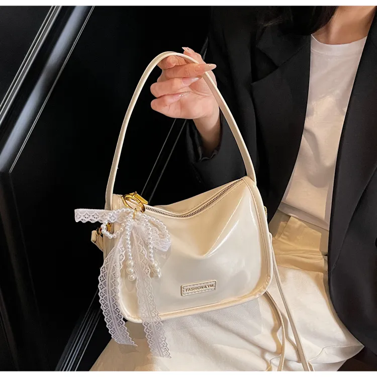 Iman's House PU Shoulder Bag Women's White/Pink/Black/Silver-6