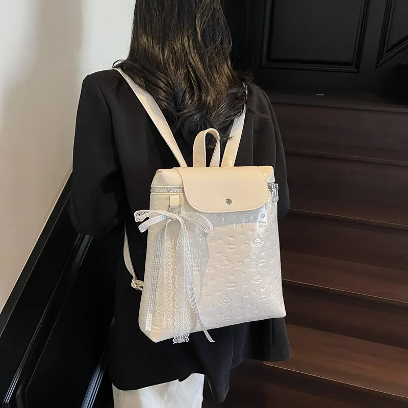 Iman's House PU Backpack Women's White/Pink/Blue/Black-1