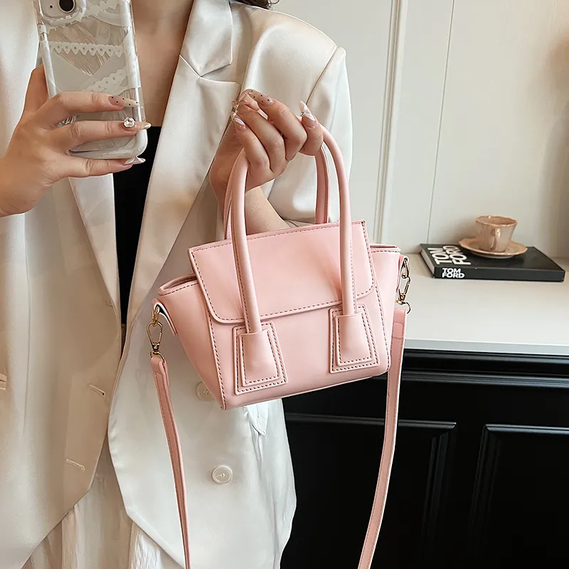Iman's House PU Shoulder Bag Women's Pink/Ecru/Gray/Black-4