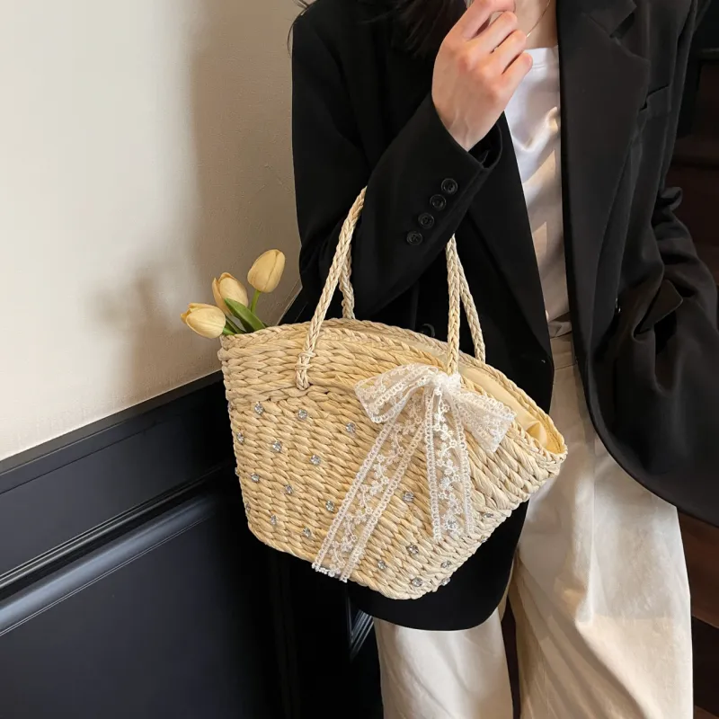 Iman's House Straw Woven Handbag Women's Multicolor-2