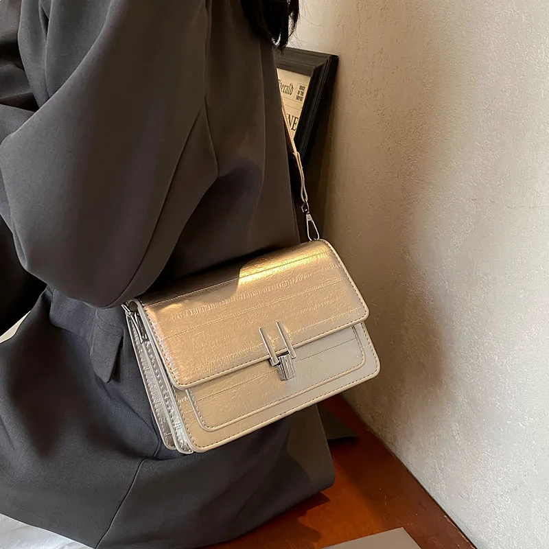 Iman's House PU Shoulder Bag Women's Silver/White/Black-3