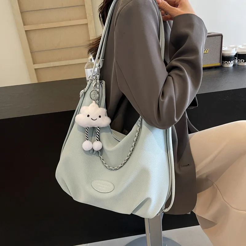 Iman's House PU Portable One Shoulder Backpack Regular Women's White/Blue/Black-7