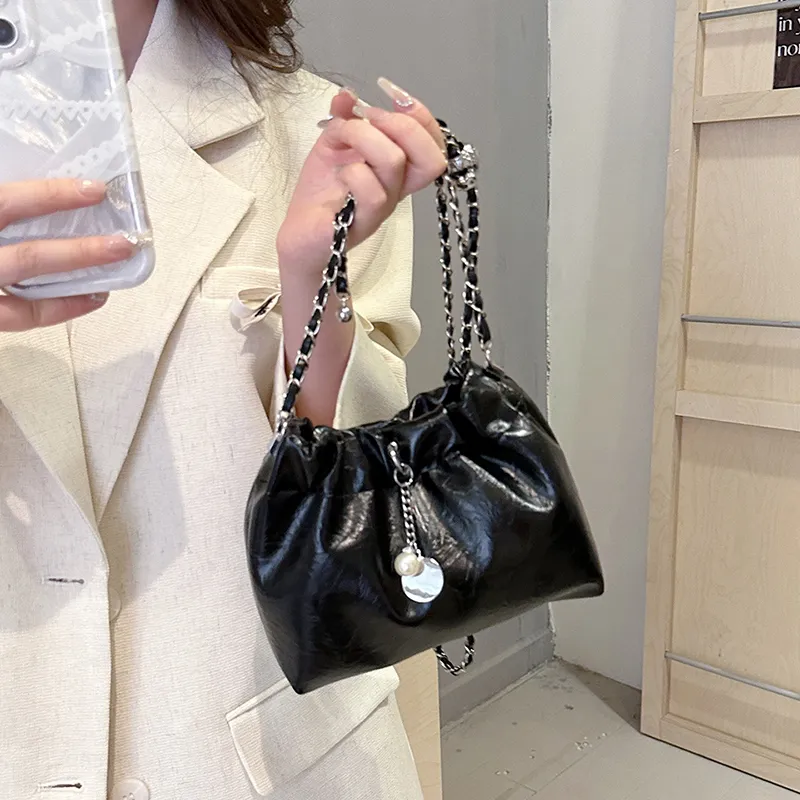Iman's House PU Shoulder Bag Regular Women's Ecru/Silver/Black-14