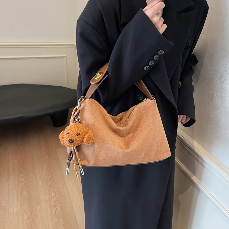 Iman's House PU Handbag, Crossbody Bag, Shoulder Bag Women's Suede Brown/Suede Coffee/Suede Black-1