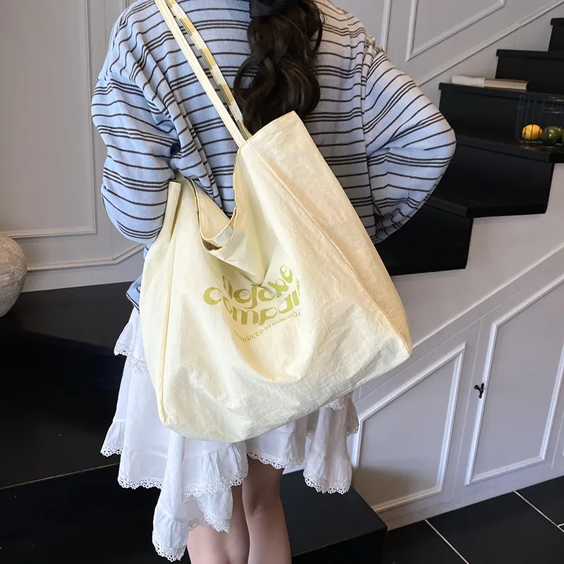 Iman's House Fabric Tote Bag, Shopping Bag, Shoulder Bag Women's Blue/Yellow/Pink-6