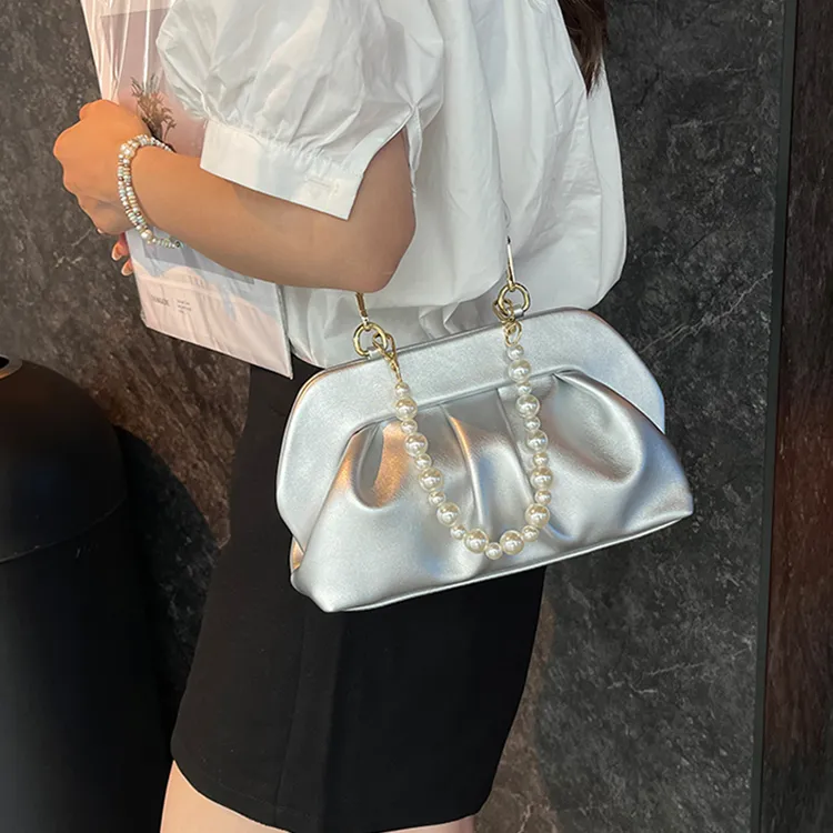 Iman's House PU One Shoulder Handbag Regular Women's White/Ecru/Silver/Pink/Black-7