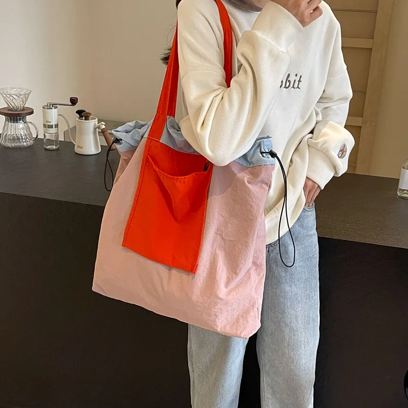 Iman's House Canvas Tote Bag, Shopping Bag, Shoulder Bag Women's Pink/Green/Khaki/White-1