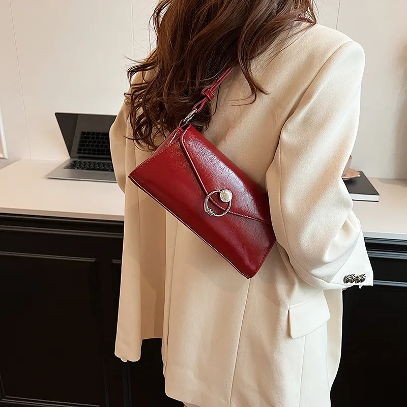 Iman's House PU Shoulder Bag Women's Silver/Ecru/Red/Black-11