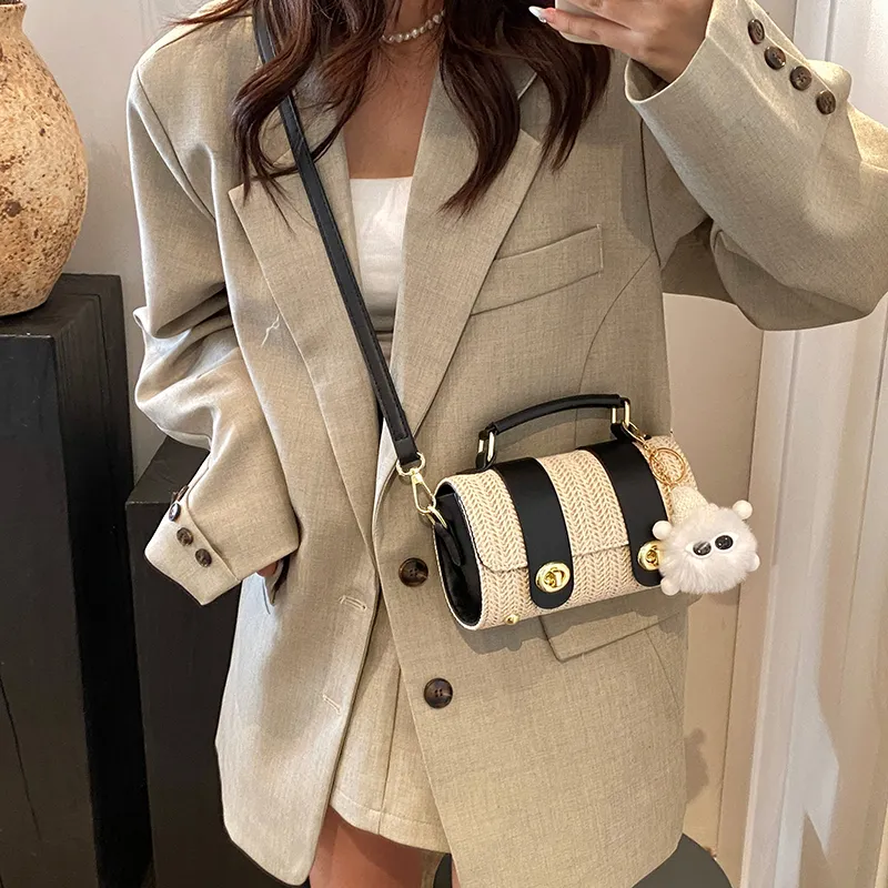 Iman's House PU Shoulder Bag Women's White/Khaki/Brown/Black-17