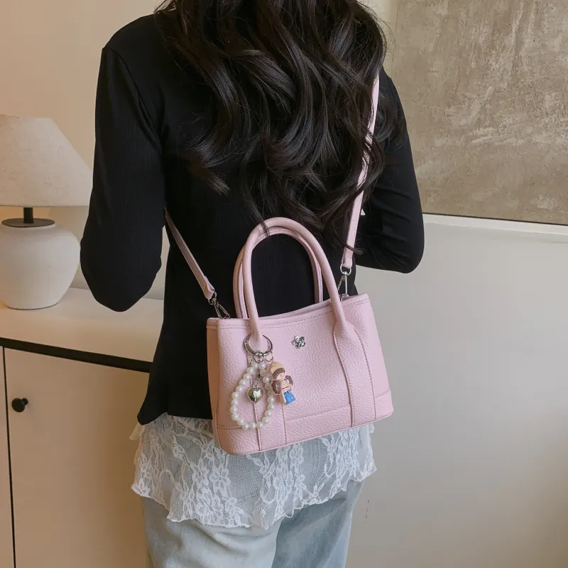Iman's House PU Bucket Bag, One Shoulder Handbag Women's White/Pink/Yellow/Black-6