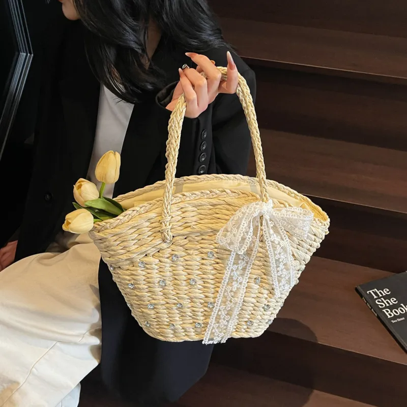 Iman's House Straw Woven Handbag Women's Multicolor-4