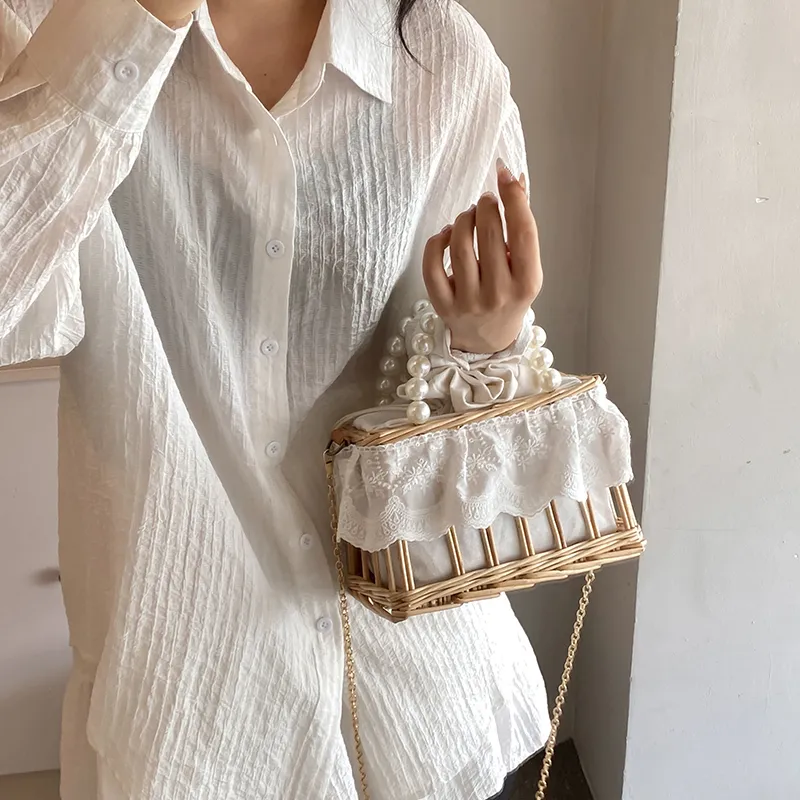 Iman's House Special Material Shoulder Bag Women's Round White/Square White/Square Multicolor-7