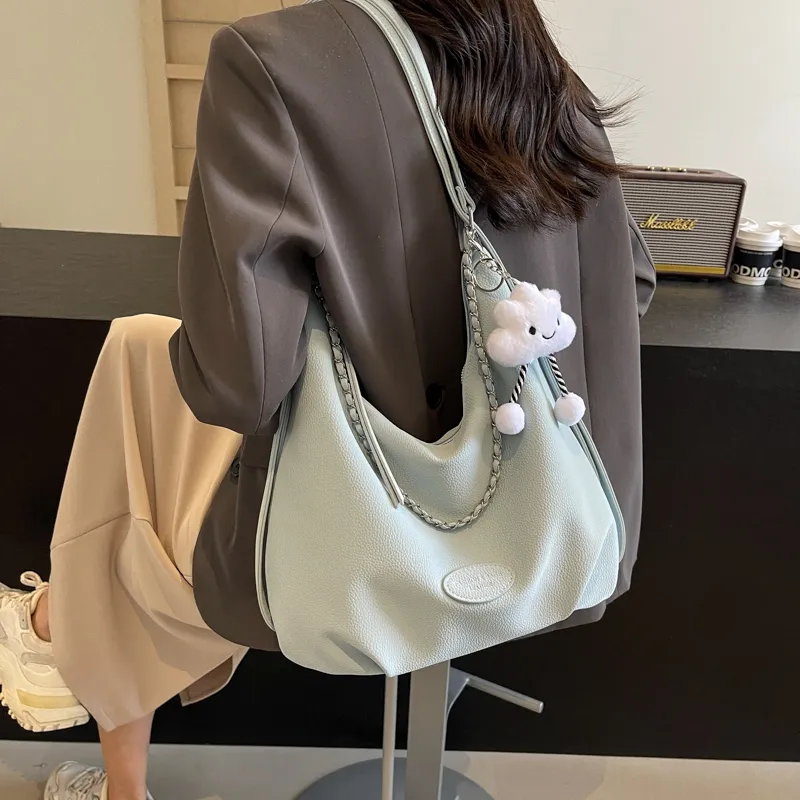 Iman's House PU Portable One Shoulder Backpack Regular Women's White/Blue/Black-8
