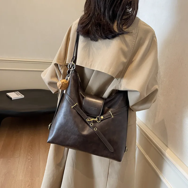 Iman's House PU Double Shoulder Crossbody Bag, Shoulder Bag Women's Light Brown/Dark Brown/Coffee/Black-14