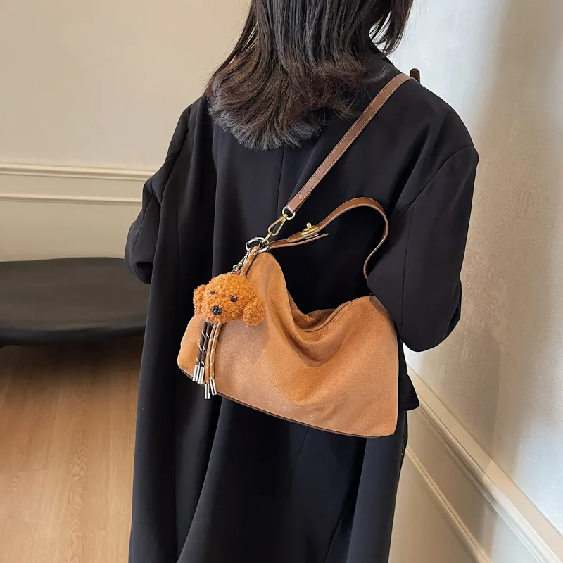 Iman's House PU Handbag, Crossbody Bag, Shoulder Bag Women's Suede Brown/Suede Coffee/Suede Black-2