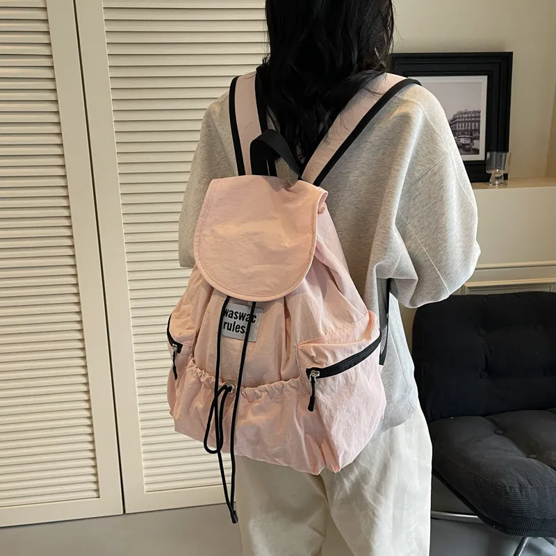 Iman's House Fabric Backpack Regular Women's Ecru/Yellow/Khaki/Green/Pink-19