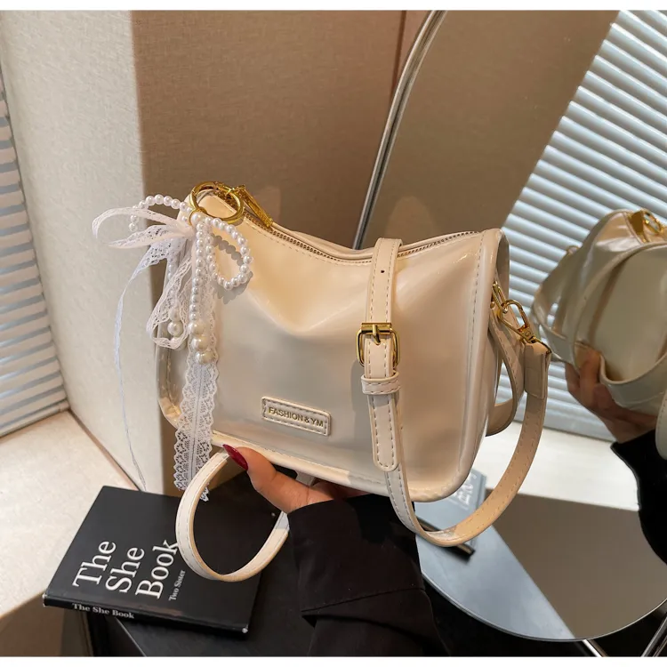 Iman's House PU Shoulder Bag Women's White/Pink/Black/Silver-9