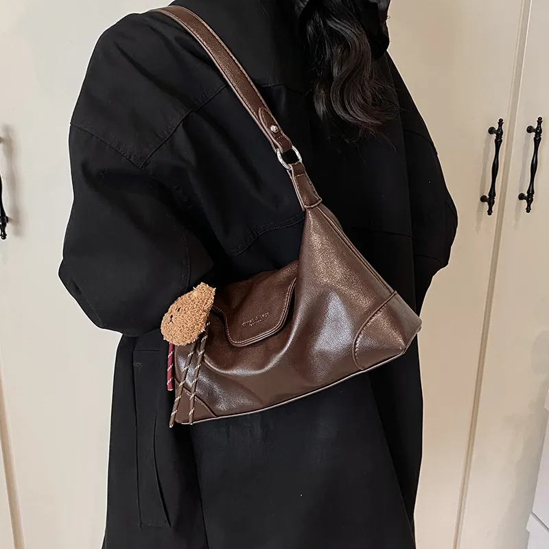 Iman's House PU Shoulder Bag Regular Women's Brown/Coffee/Burgundy/Black-5