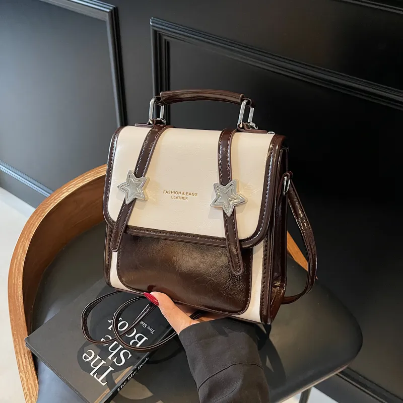 Iman's House Pu Backpack Regular Women's Black/White/Brown/Blue-6