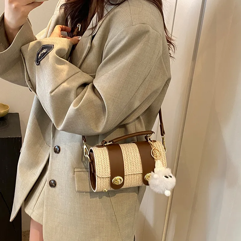 Iman's House PU Shoulder Bag Women's White/Khaki/Brown/Black-11
