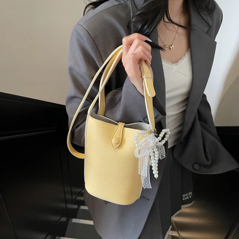 Iman's House PU Shoulder Bag Women's Black Ecru/Pink/Yellow Blue-14