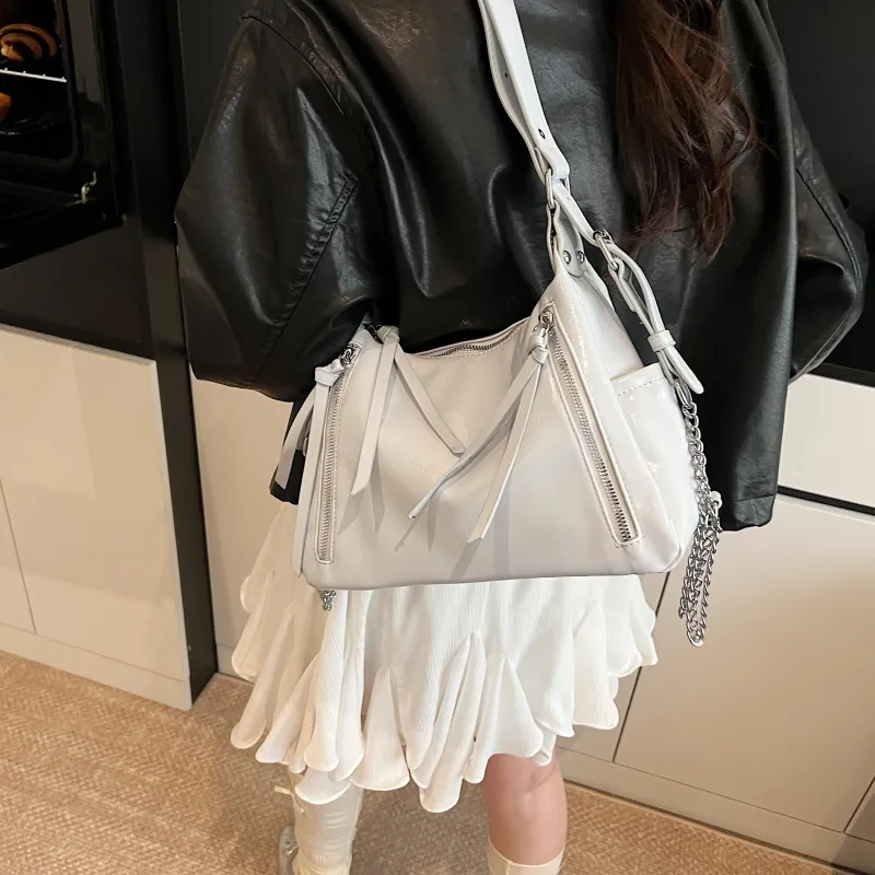 Iman's House PU Shoulder Bag Women's Black/White/Silver/Blue-17