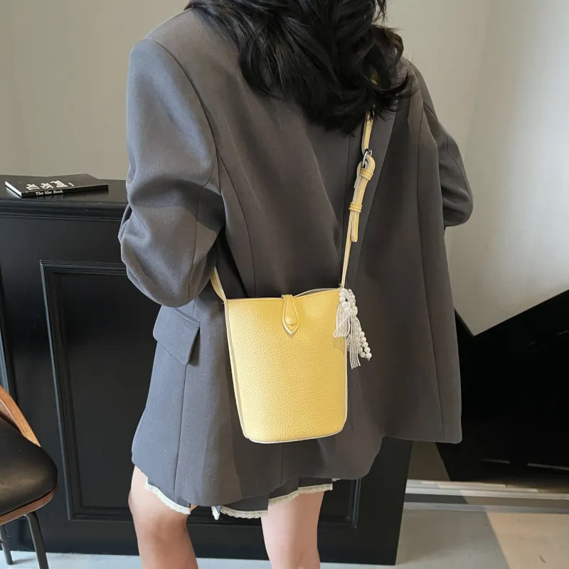 Iman's House PU Shoulder Bag Women's Black Ecru/Pink/Yellow Blue-11
