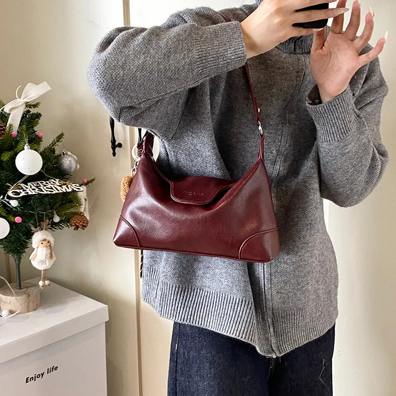 Iman's House PU Shoulder Bag Regular Women's Brown/Coffee/Burgundy/Black-12