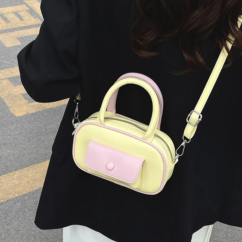 Iman's House PU One Shoulder Handbag Women's Ecru/Yellow/Silver/Purple-5