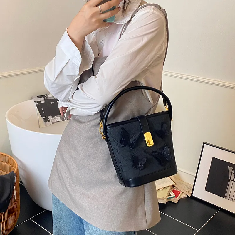 Iman's House PU Bucket Bag, Shoulder Bag, Crossbody Bag, Handbag Regular Women's Pink/White/Blue/Black-14