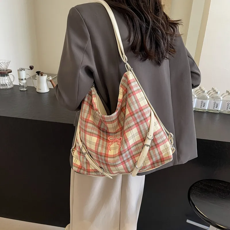 Iman's House PU Tote Bag Shopping Bag Crossbody Bag Shoulder Bag Women's White/Pink-11