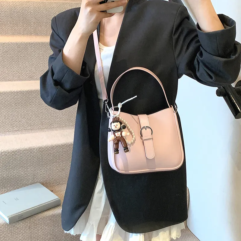 Iman's House PU One Shoulder Handbag Women's White/Yellow/Pink/Black-10