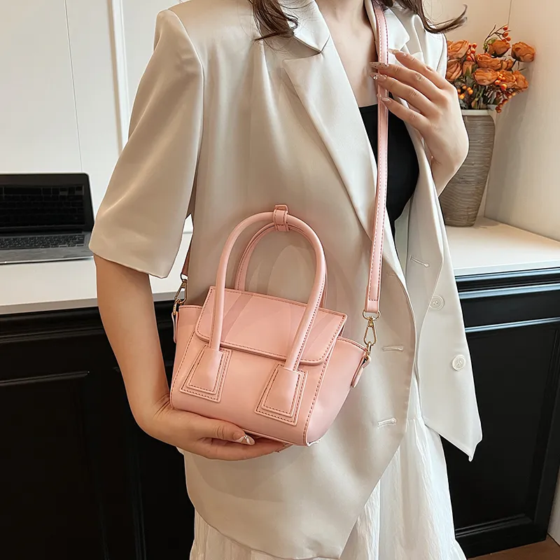Iman's House PU Shoulder Bag Women's Pink/Ecru/Gray/Black-2