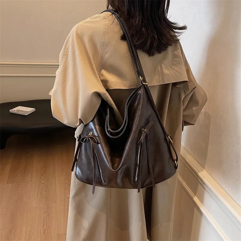 Iman's House PU Tote Bag, Shopping Bag, Crossbody Bag, Double Shoulder Bag, Shoulder Bag Women's Brown/Coffee/Black-9